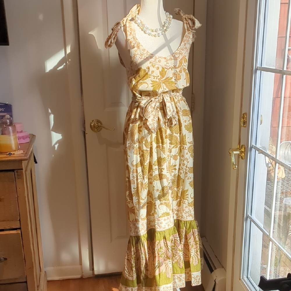 Miss June Wendy Linen Dress Floral Maxi Dress - Picture 1 of 14
